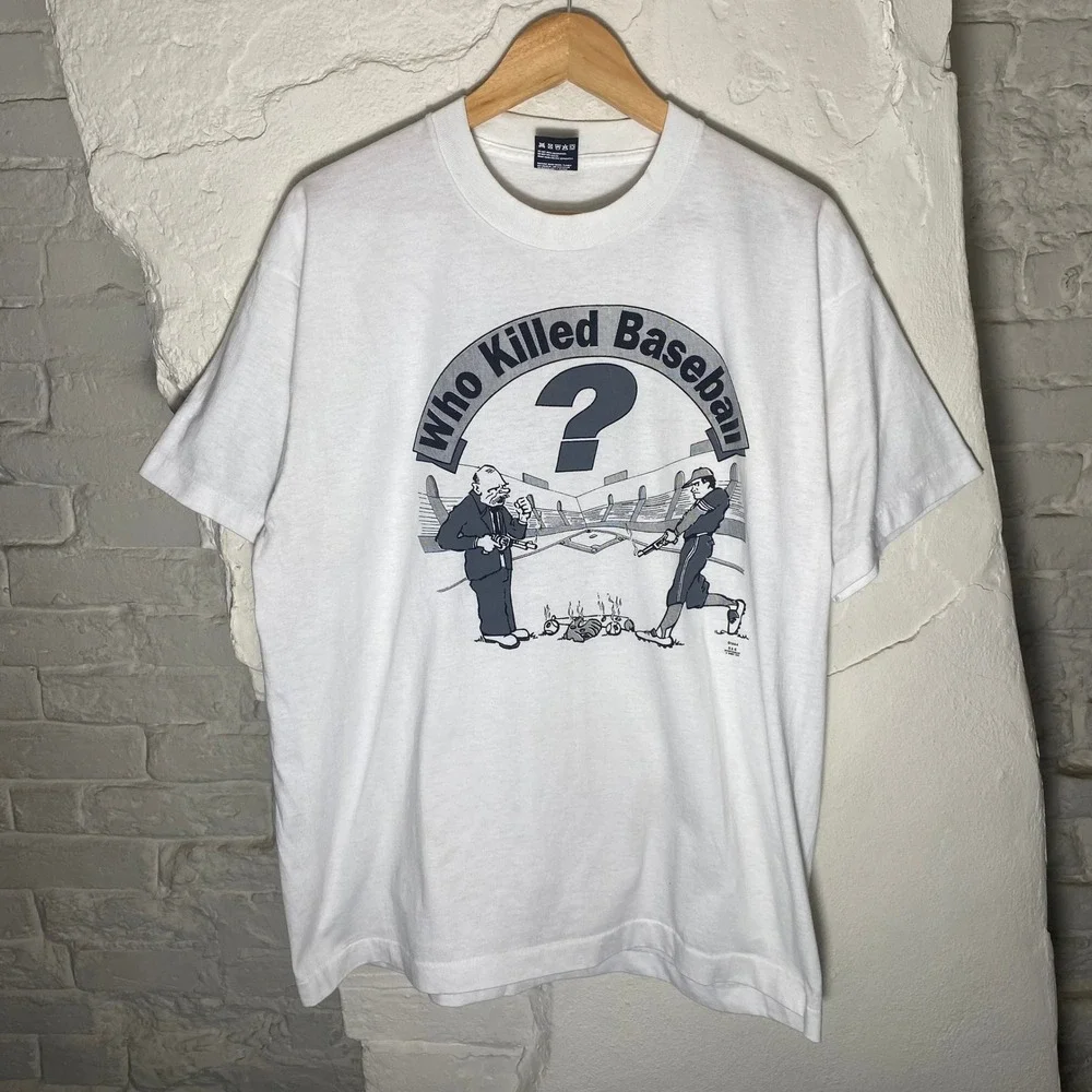 Vintage 1994 Who Killed Baseball MLB Player Strike T-Shirt Large‎